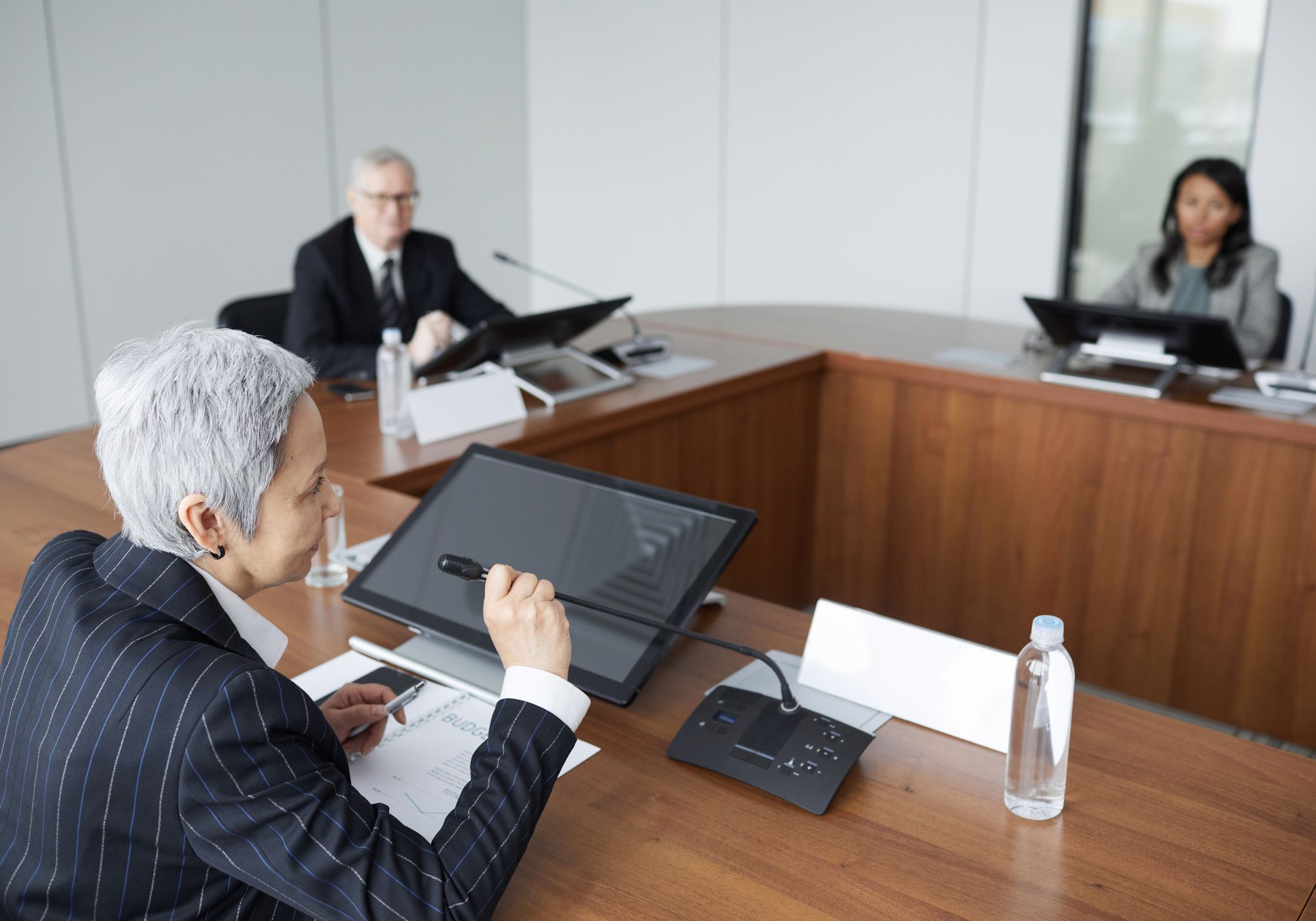 Senior executives in a boardroom discussion